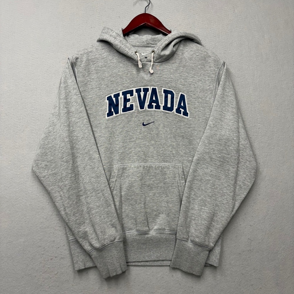 Nike Hoodie Mens Small Gray Nevada Wolf Pack Y2K Center Swoosh Pullover